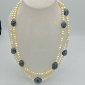 Joan Boyce faux Pearl and Pave Crystal necklace